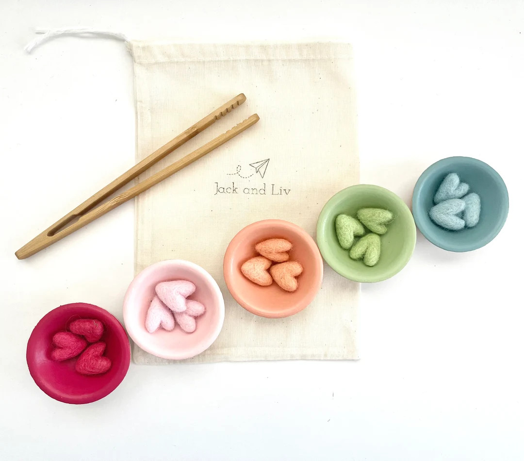 Felt Heart Sorting Toy Montessori Valentine Montessori Coloring Sorting Toddler Wooden Toy Presch... | Etsy (US)