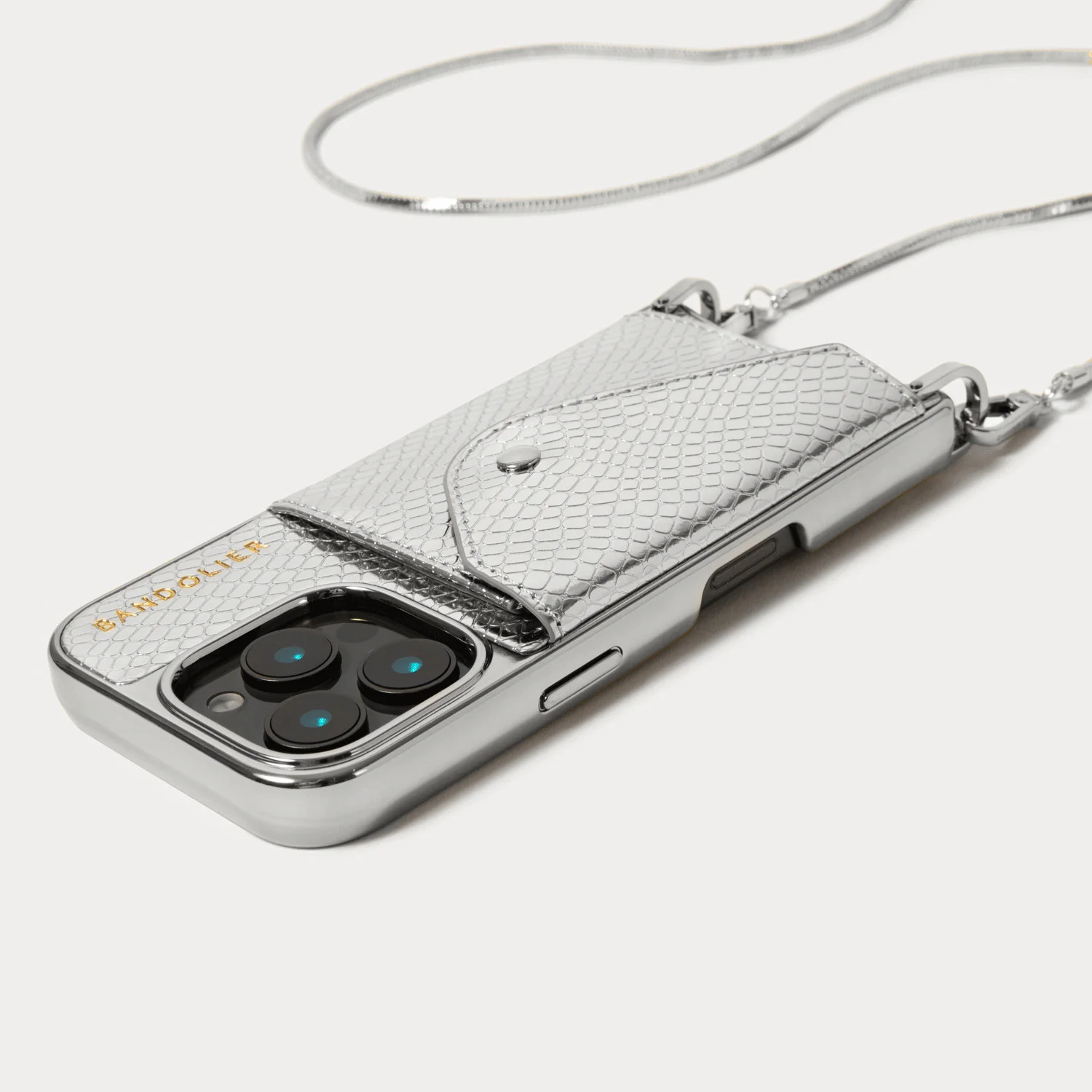 Gia Chrome Crossbody Phone Case - Chrome Silver/Silver | Bandolier