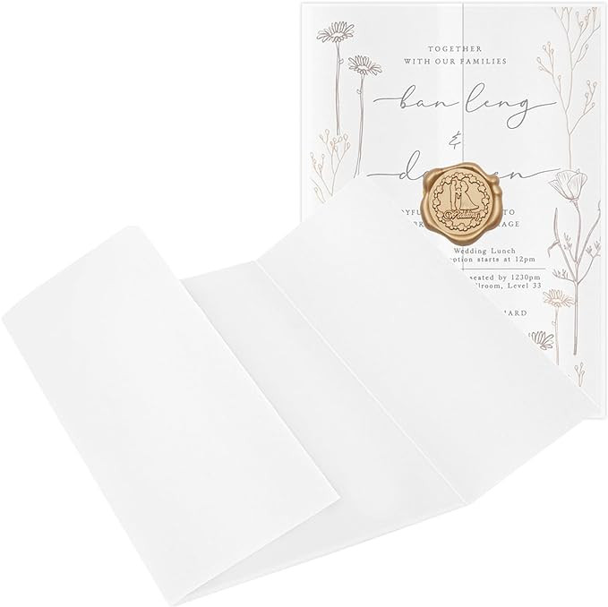 100 Pack Luxury Pre-Folded Vellum Jackets for 5x7 Invitations, Semi-Clear 115GSM Vellum Paper 5x7... | Amazon (US)