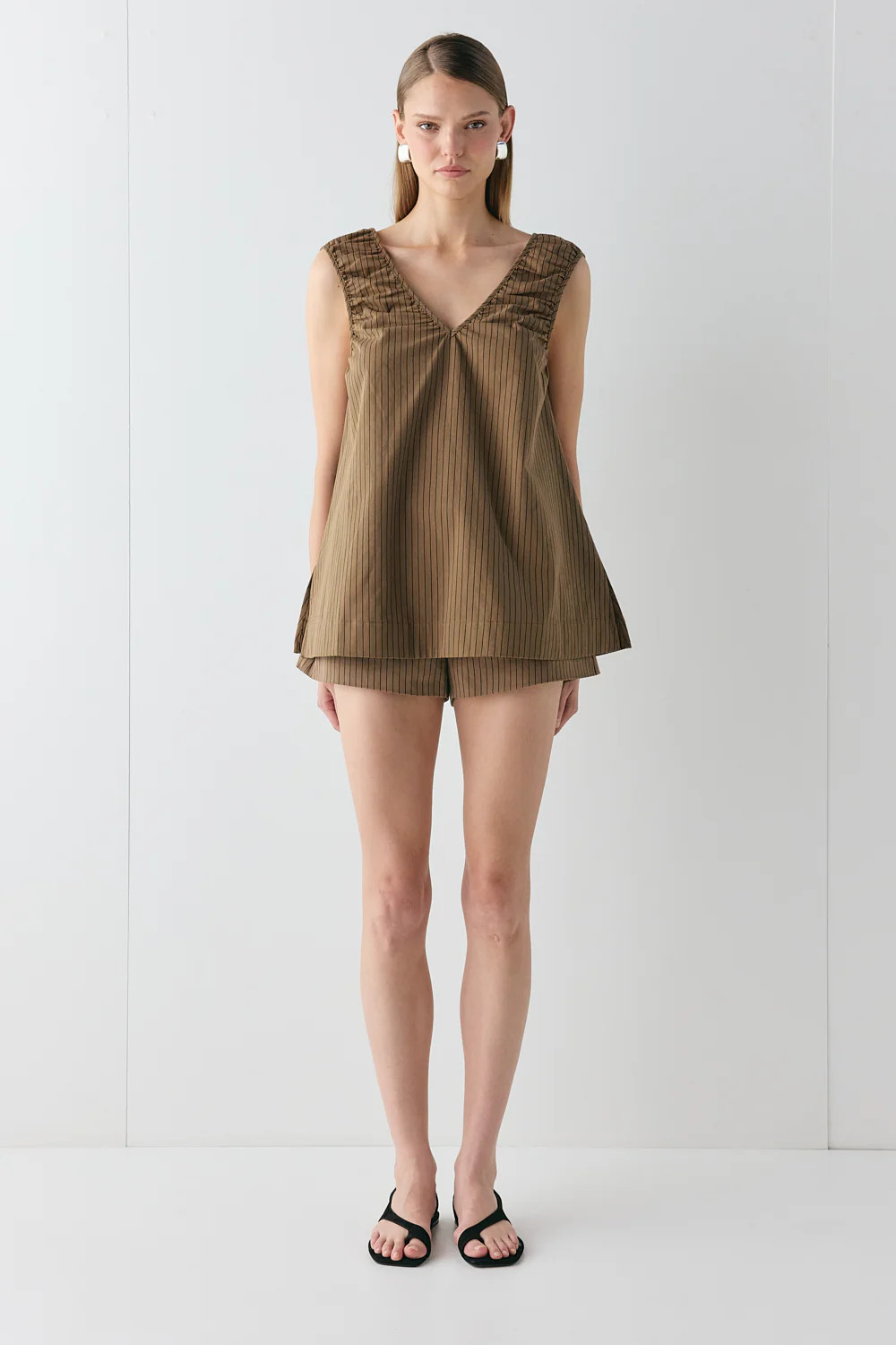 Fira Tunic Top Brown Stripe | VRG Grl