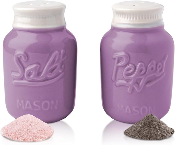 Comfify Mason Jar Salt & Pepper Shakers – Aqua Purple Ceramic – Rustic Shabby Chic Kitchen De... | Amazon (US)