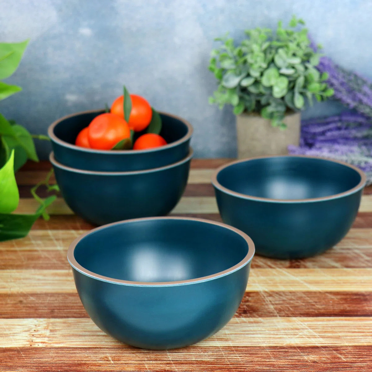 4 Piece 6.1 Inch Melamine Cereal Bowl Set in Blue (Set of 4) | Wayfair North America