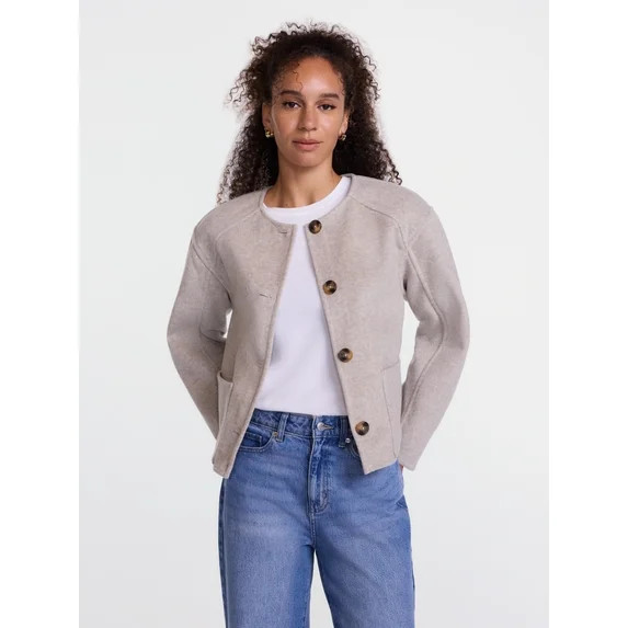 Scenario Women's Double Faced Faux Wool Jacket, Sizes XS-XXXL | Walmart (US)