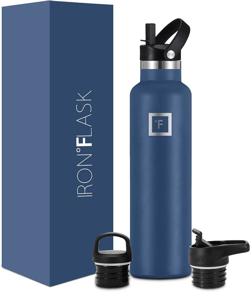 IRON °FLASK Sports Water Bottle - 24 oz, 3 Lids (Straw Lid) - Leak Proof, Durable Double Walled ... | Amazon (US)