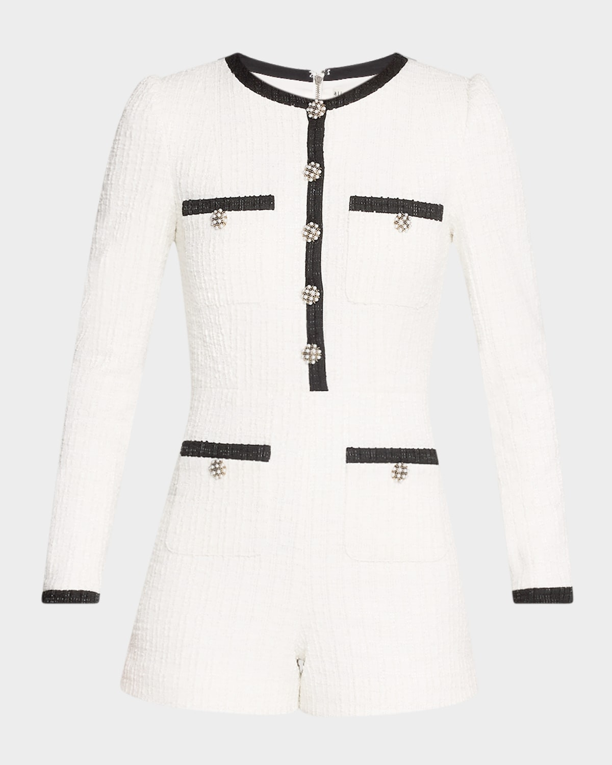 Shiloh Button-Front Tweed Romper | Neiman Marcus