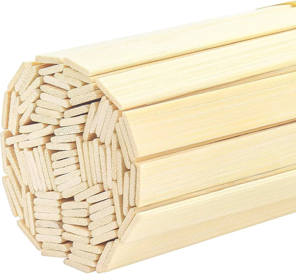 DYWISHKEY 60 Pieces Natural Bamboo Sticks, Wooden Craft Sticks, 15.75”Longth x 3/8" Width | Amazon (US)