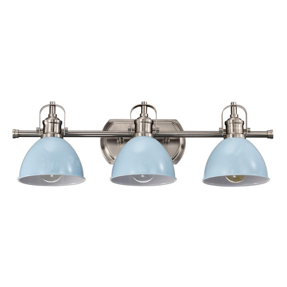 CASAINC 3-Light Blue and White Inside Dome Dimmable Bath Wall Lantern Sconce | The Home Depot