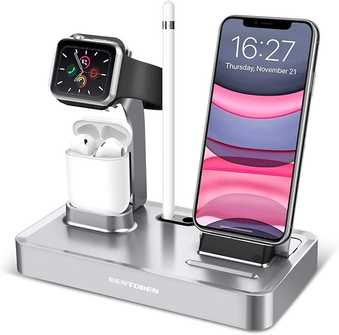BENTOBEN 3 in 1 Charging Stand Nightstand for Airpods 1/2 Apple Watch Series 6/5/4/3/2/1 and iPho... | Amazon (US)