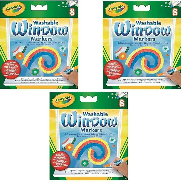 Crayola; Washable Window Markers; Art Tools; 8 Works on All Glass Surfaces [Set of 3] | Walmart (US)