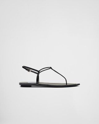 Brushed leather thong sandals | Prada Spa US