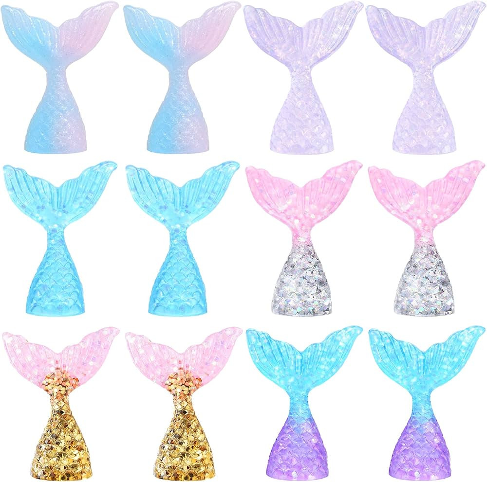 36 Pieces Acrylic Cake Cupcake Toppers Mini Wrappers Mermaid Tail Figurines Cupcake Decorations f... | Amazon (US)