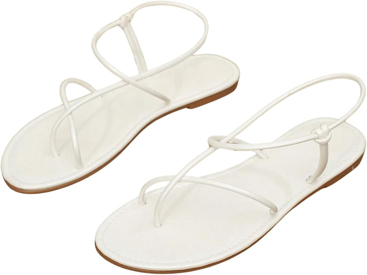 GORGLITTER Women's Summer Sandals 2026 Strappy Slingback Flats Dressy Cute Beach Vacation Slides | Amazon (US)