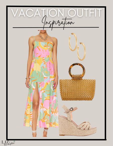 This vacation outfit is perfect for your next resort wear outfit.  I am ready with this tropical dress for any spring outfit.  It is a festive look for a baby shower or just a vacation look 

#LTKSeasonal #LTKstyletip #LTKFind