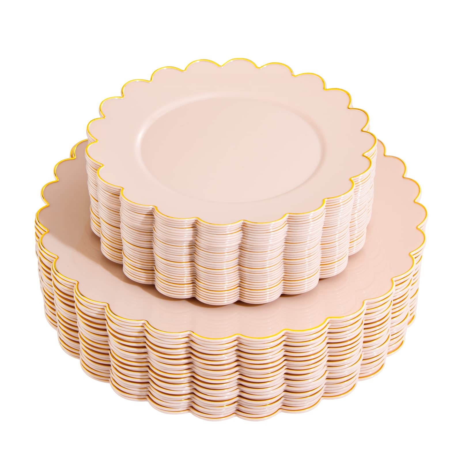 LIYH 60pcs Pink Plastic Plates with Gold Disposable Plates Includes: 30 Dinner 10.25" and 30 Dess... | Amazon (US)