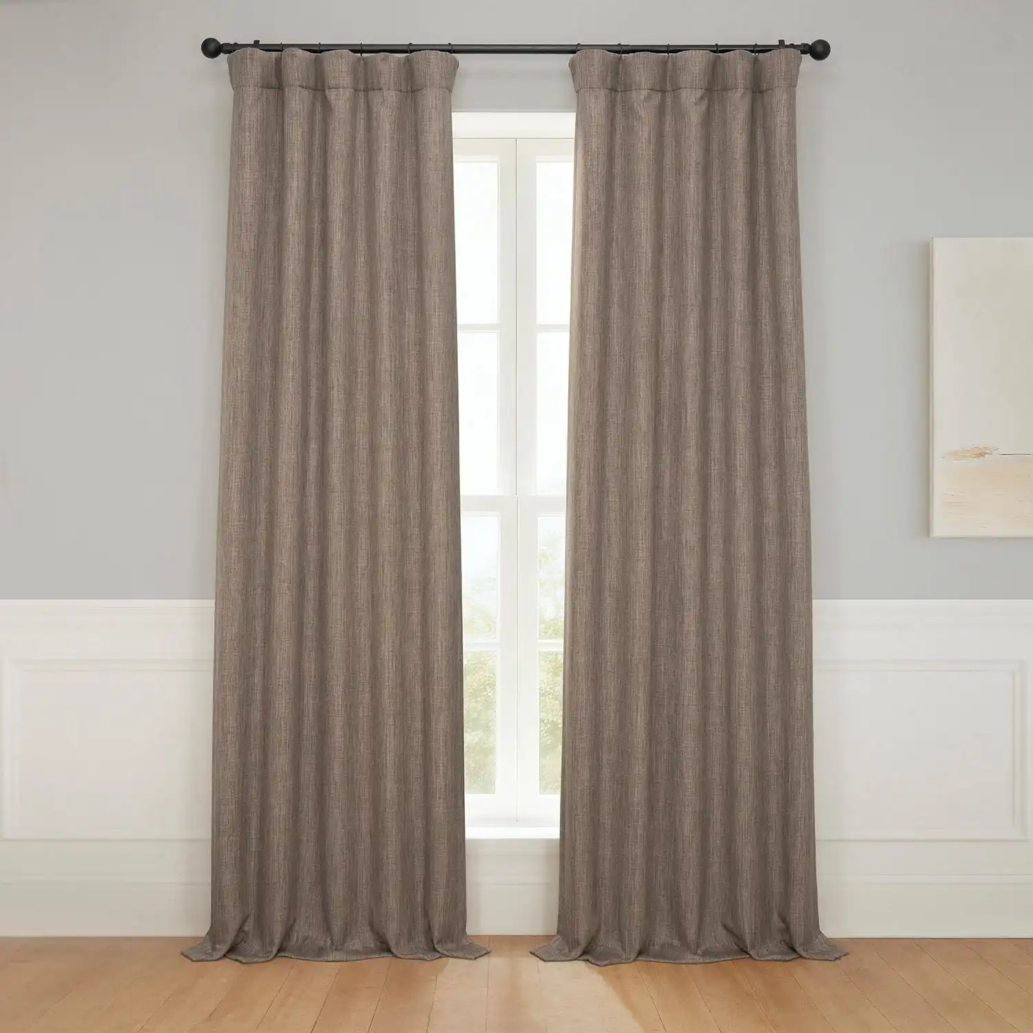 Tuscany Green Textured Faux Linen Room Darkening Curtain | Half Price Drapes | Half Price Drapes