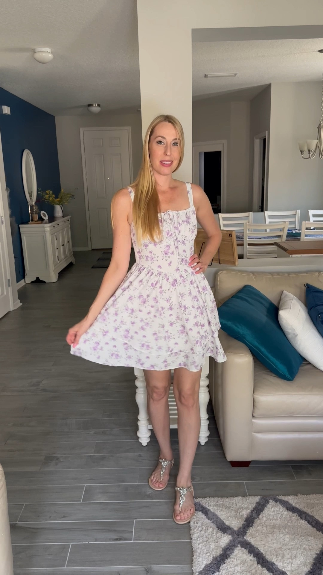 Purple floral mini dress
🤍 what I am wearing to brunch with the girls this weekend
🤍 it does not have much stretch and is fitted at the top
🤍 fits true to size, wearing size small and I am 5’10”

#LTKWatchNow #LTKFindsUnder50 #LTKFestival