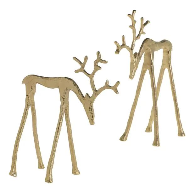 Sleek and Chic Gold Reindeer Figurine Set of 2 | Antique Farm House