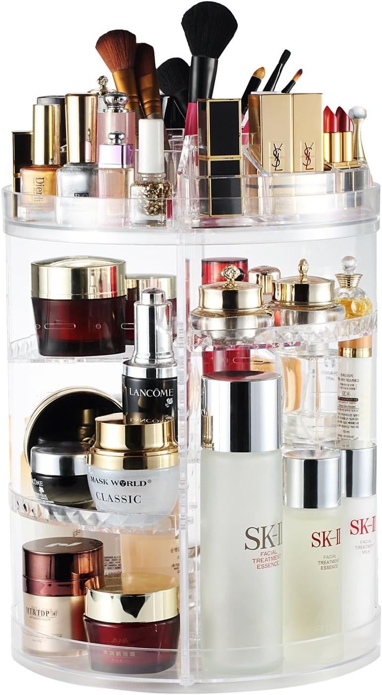 Makeup Organizer, 360 Degree Rotating Adjustable Cosmetic Storage Display Case with 8 Layers Larg... | Amazon (US)