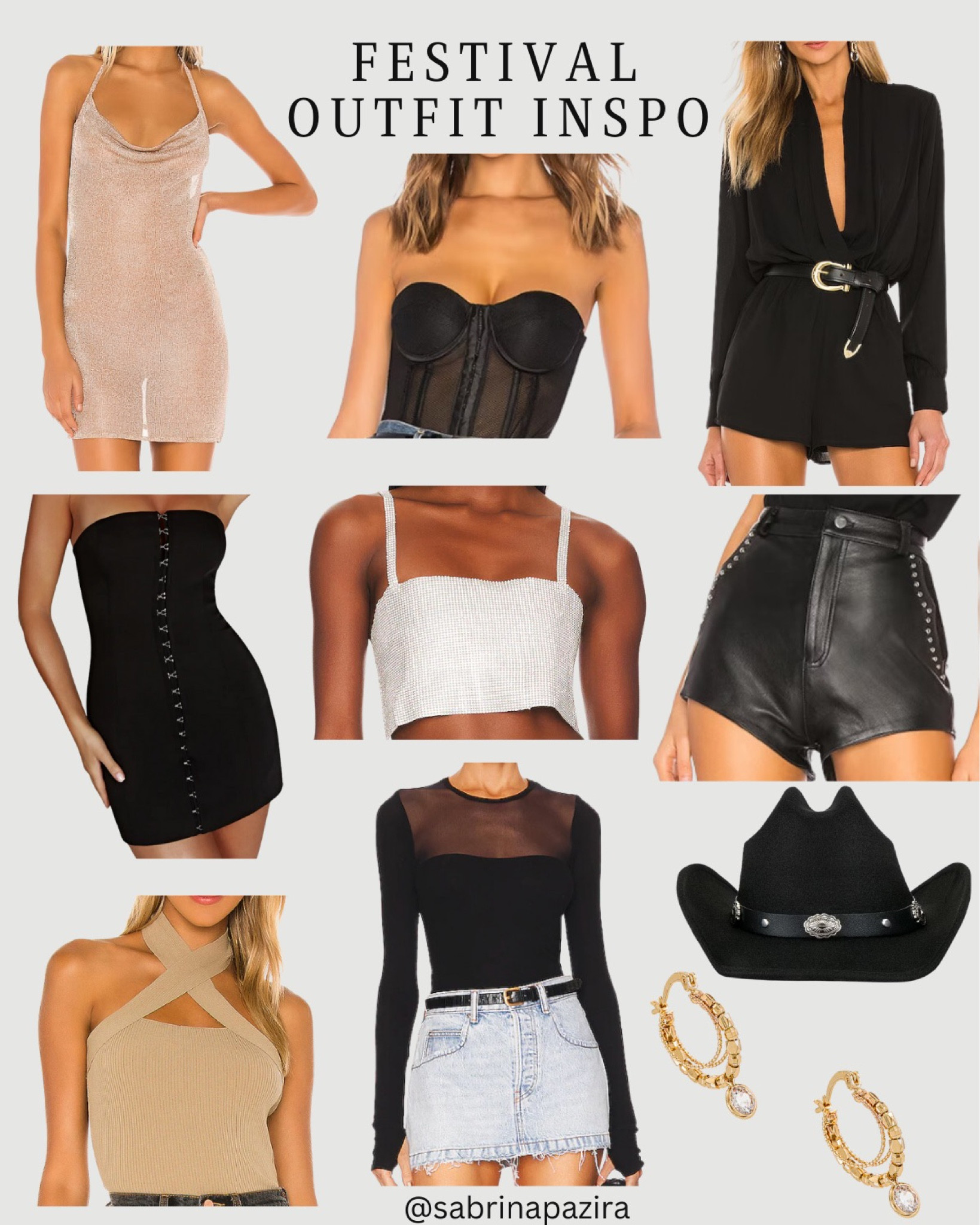 Festival outfit inspiration, dress, corset top, crop tank, corset dress, mesh top, leather shorts, romper, bodysuit, cowboy hat, hoops 

#LTKSeasonal #LTKunder100 #LTKstyletip