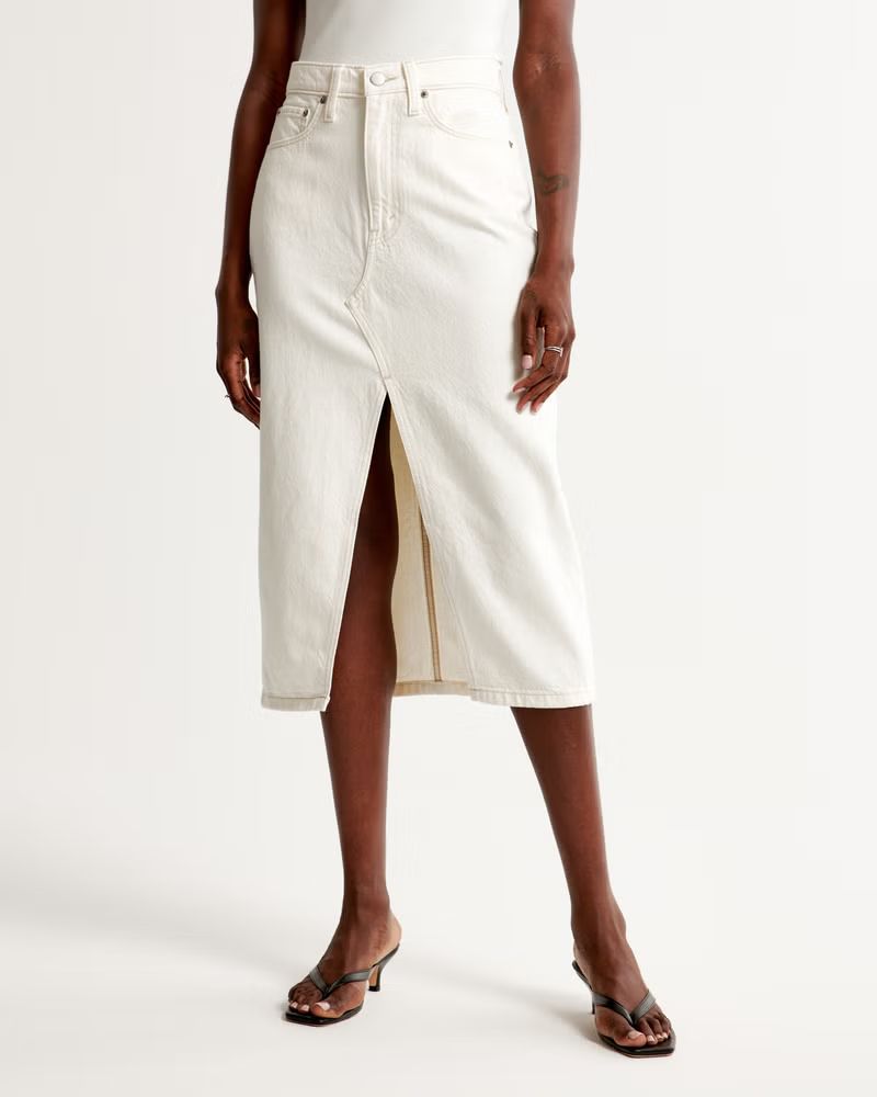 Women's Denim Midi Skirt | Women's Bottoms | Abercrombie.com | Abercrombie & Fitch (US)