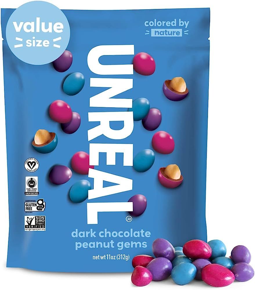 UNREAL Dark Chocolate Peanut Gems | Certified Vegan Fair Trade, Non-GMO | Made with Gluten Free I... | Amazon (US)