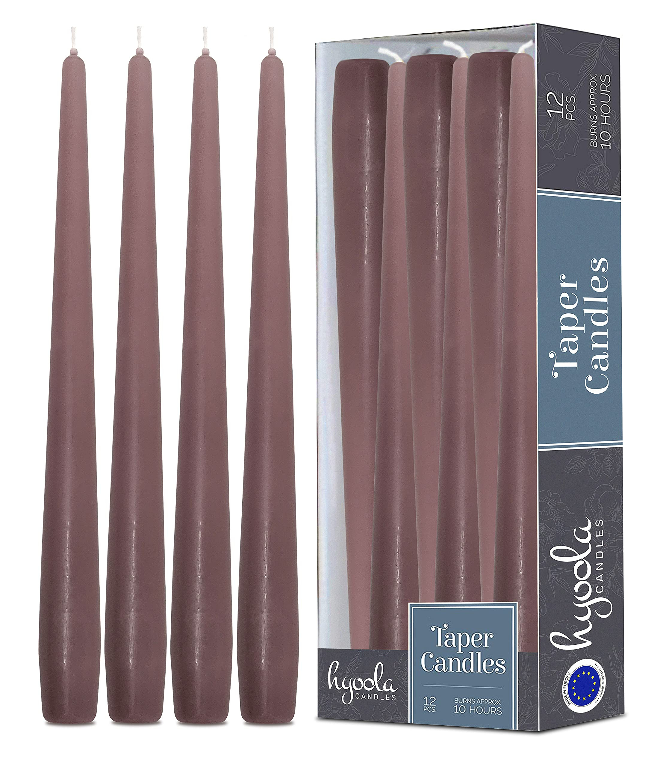 Hyoola Tall Taper Candles - 12 Inch Mauve Pink Unscented Dripless Taper Candles - 10 Hour Burn Ti... | Amazon (US)