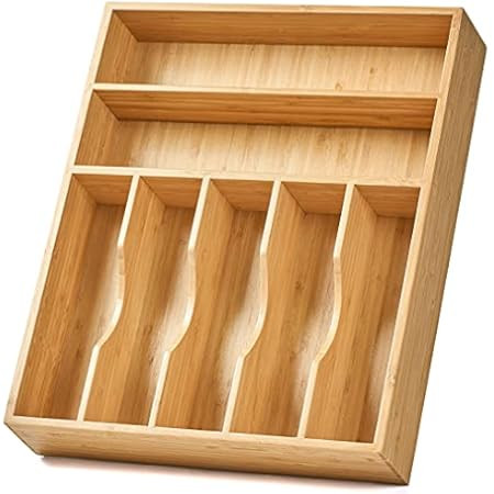 Luxury Bamboo Kitchen Drawer Organizer - Silverware Organizer/Utensil Holder and Cutlery Tray wit... | Amazon (US)