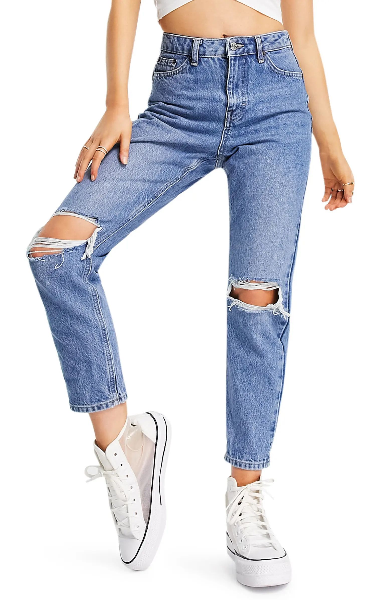 Topshop Double Rip Mom Jeans | Nordstrom | Nordstrom