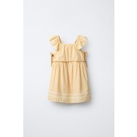 Zara - Bow Lace Trim Dress - Yellow - 5 Years (43,3 Inches) - Kids | Zara US