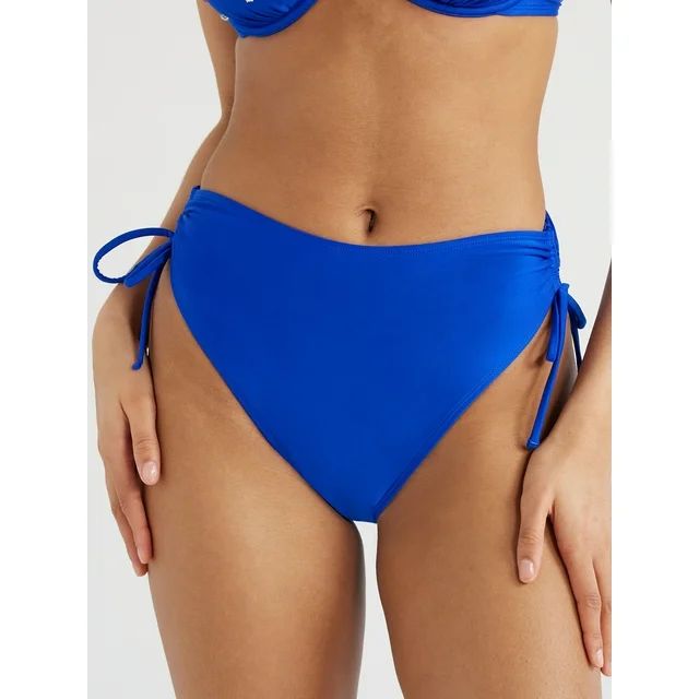 No Boundaries Juniors’ Ruched Side High-Waisted Bikini Bottoms, Sizes S-XL - Walmart.com | Walmart (US)