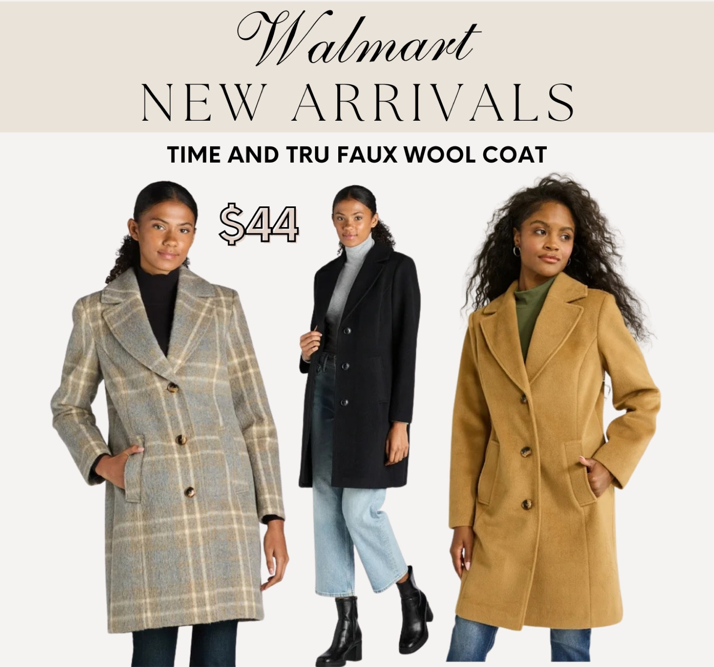 Time and Tru Women's and Women's Plus Faux Wool Solid Button Front Coat, Sizes XS-3X

#LTKSeasonal #LTKFindsUnder50 #LTKHoliday