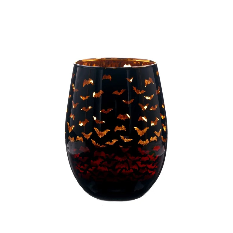 Way to Celebrate Halloween Two Tone Stemless Wine Glass Bat | Walmart (US)