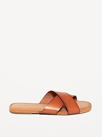 Faux-Leather Cross-Strap Sandals for Women | Old Navy (US)
