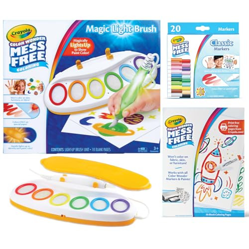 Crayola Color Wonder Mess-Free Art Bundle – Magic Light Brush Painting Station, 50 Blank Coloring Pages & 20 Refill Markers – Toddler Activity Gift Set, Ages 3+ | Amazon (US)