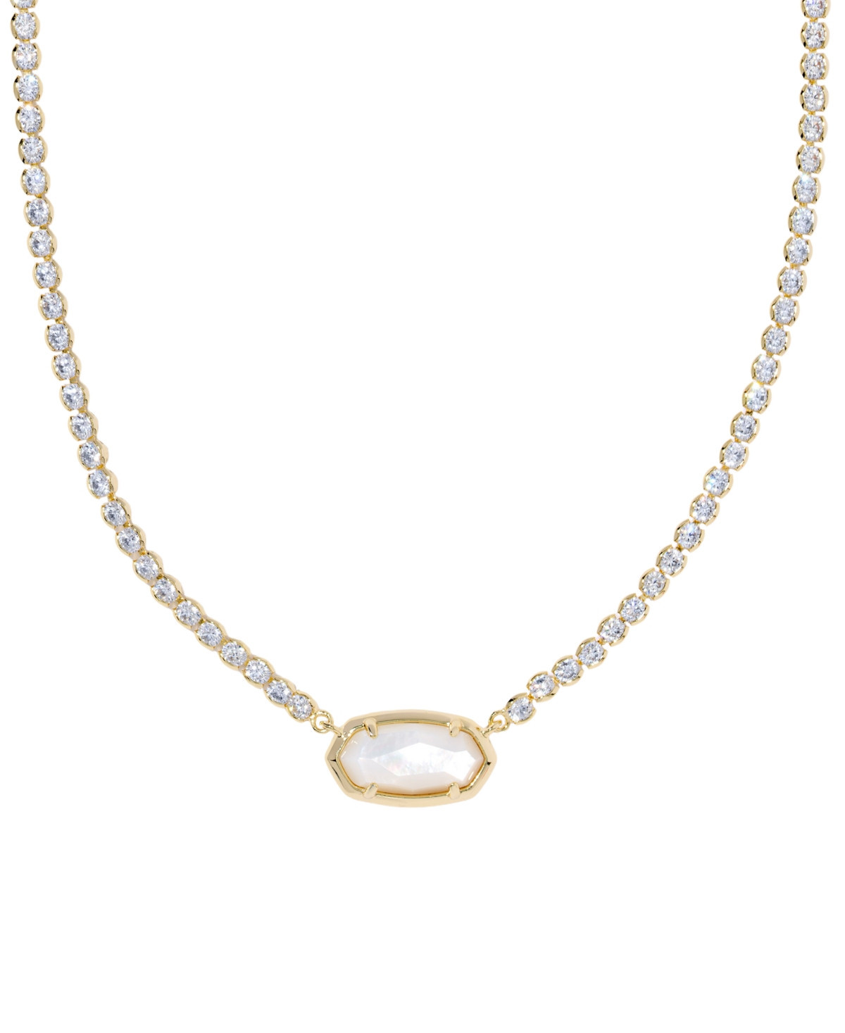 Kendra Scott Imitation Pearl & Crystal Elisa Tennis Necklace - Gold Ivory Mother Of Pearl | Macy's
