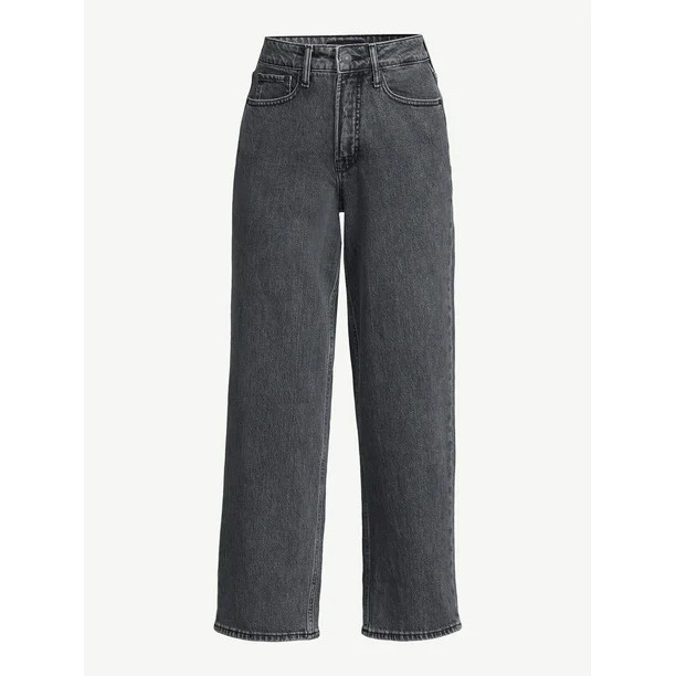 Free Assembly Women's Cropped Wide High Rise Straight Jeans - Walmart.com | Walmart (US)
