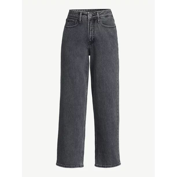 Free Assembly Women's Cropped Wide High Rise Straight Jeans | Walmart (US)