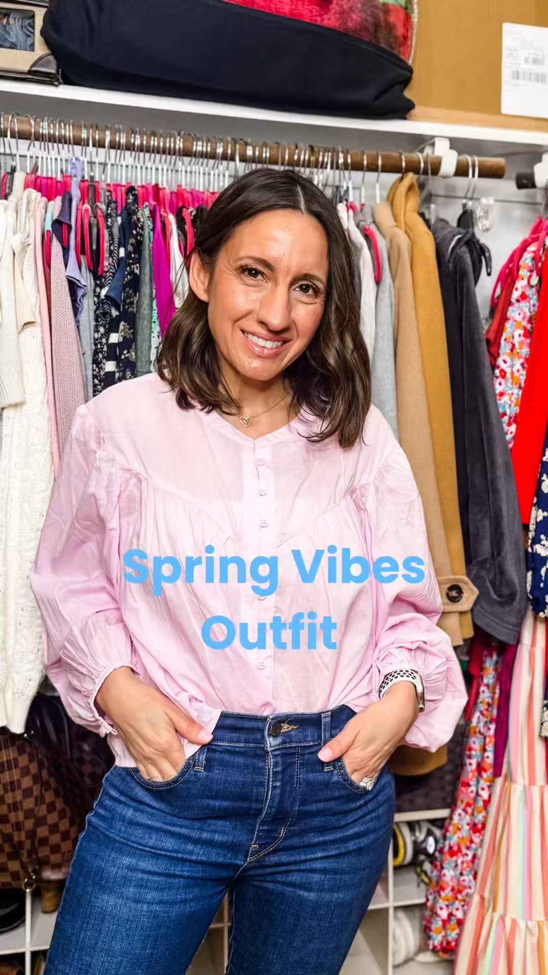 Spring blouse and dark denim. 
Blouse runs big. Go down 1 size. Blouse is Scoop brand Walmart find. 
Jeans run true to size. I love Levi’s jeans. 

Petite outfit 
Petite style 
Lunch date outfit

#LTKOver40 #LTKPetite #LTKootd