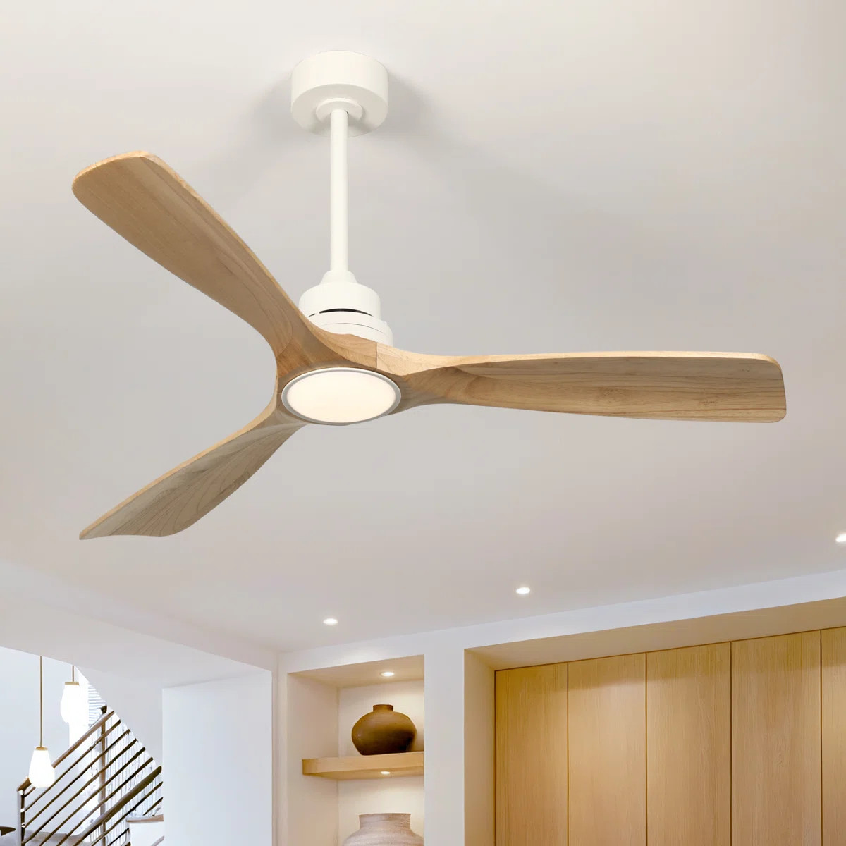 Karlena 52'' Modern Farmhouse Dimmable Ceiling Fan with LED Lights and Remote Control 3 Colors 6 ... | Wayfair North America