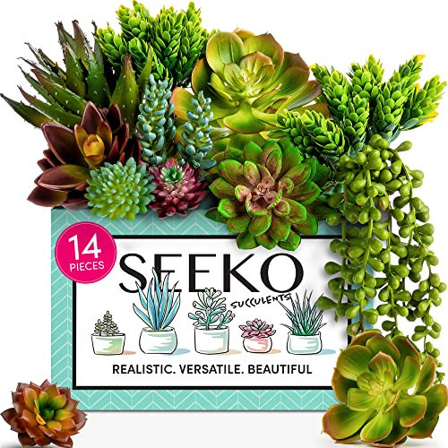 SEEKO Succulents Plants Artificial (14 Pack) - Realistic Unpotted Fake Succulents - Faux Plants Decor for DIY | Amazon (US)