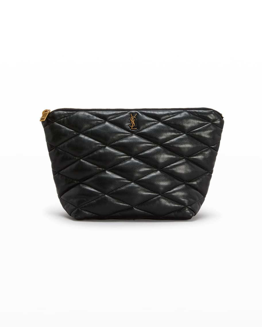 Saint Laurent Sade YSL Quilted Lambskin Pouch Clutch Bag | Neiman Marcus