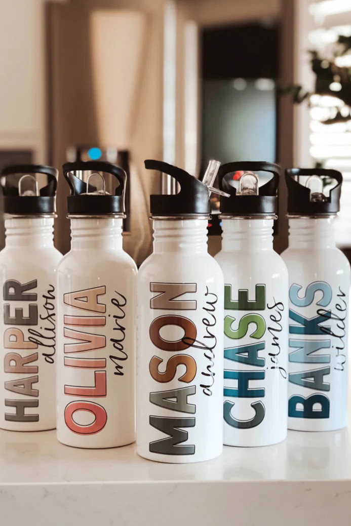 Personalized Kids Color Block Water Bottles | Caden Lane