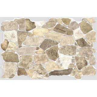 3D Falkirk Renfrew 39 in. x 25 in. Brown Beige Faux Stone PVC Decorative Wall Paneling | The Home Depot