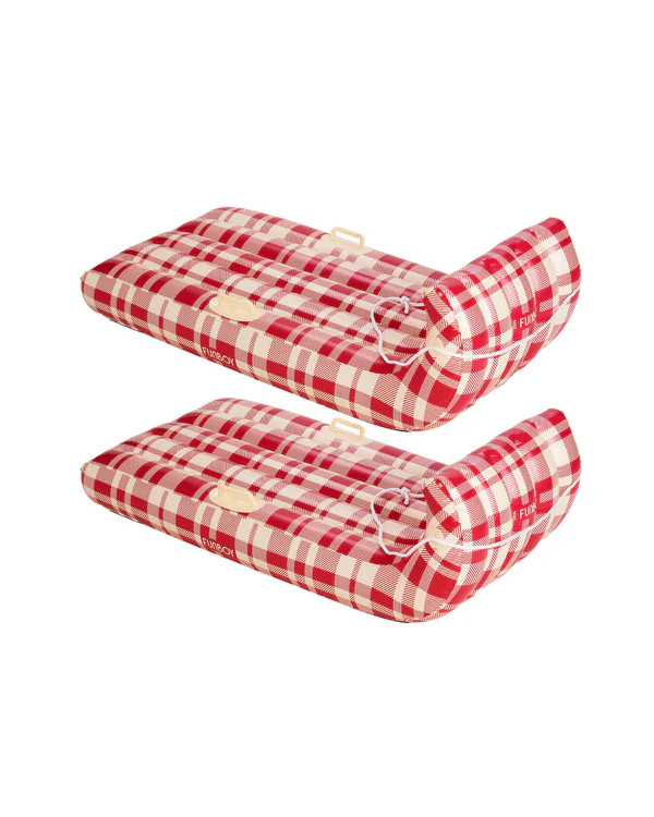Retro Plaid Toboggan Snow Sled - 2 Pack | FUNBOY