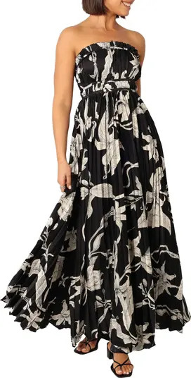 Angelique Floral Strapless Pleated Maxi Dress | Nordstrom