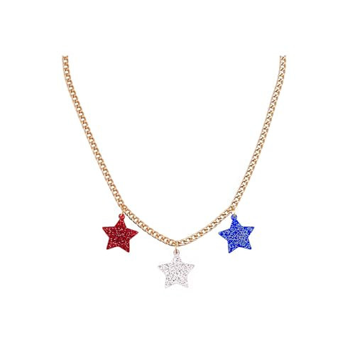 Patriotic 4th of July Necklaces Red White Blue USA American Flag Necklace for Women,Independence Day Jewelry Accessories for Memorial Day 250 Anniversary USA Merchandise (Red White and Blue Star 2) | Amazon (US)