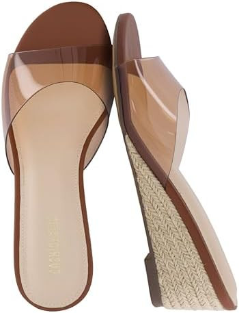 CUSHIONAIRE Brit Dress Wedge Sandals for Women, Clear Slip-On Espadrille Heels with Soft Memory F... | Amazon (US)