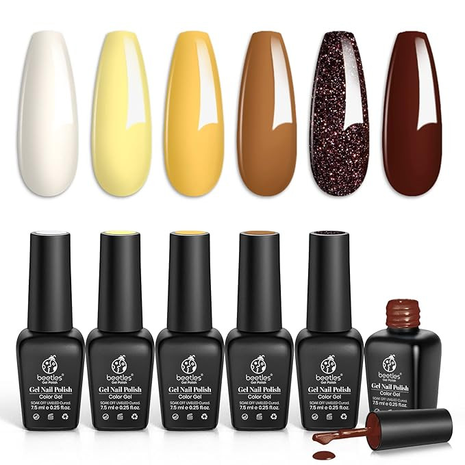 Beetles Gel Nail Polish Kit- 6 Colors Pumpkin Spice Yellow Orange Glitter Holiday Gel Polish Set ... | Amazon (US)