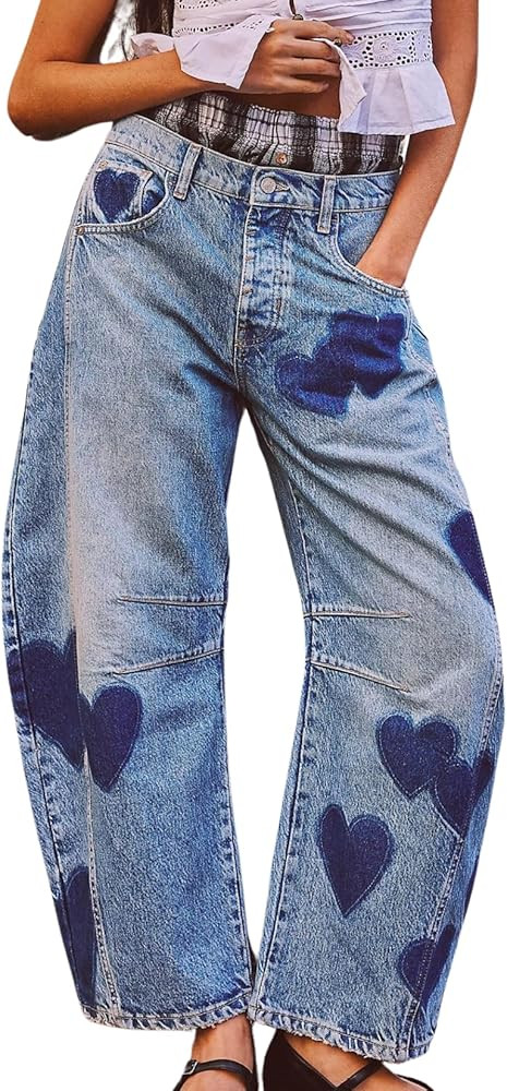 Barrel Jeans Women Baggy Boyfriend Wide Leg High Waist Midrise Button Fly Y2k Cargo Fall 2024 | Amazon (US)