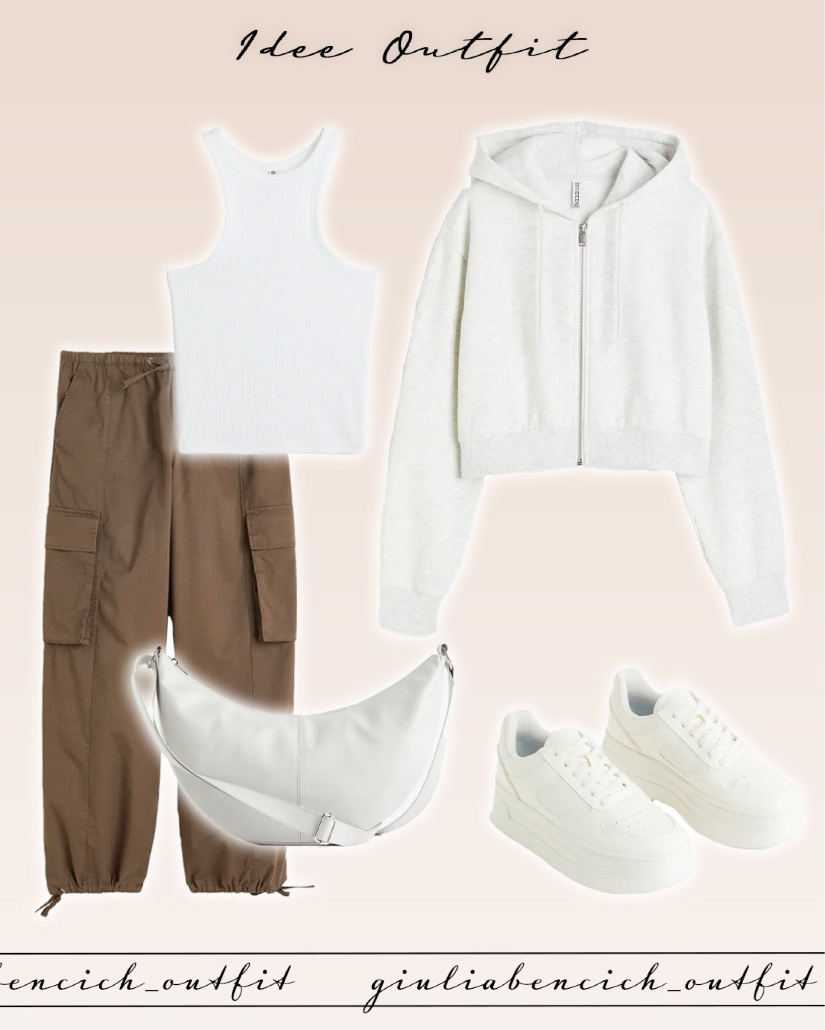 Outfit sportivo // Outfit comodo // Pantaloni cargo // Felpa con cappuccio // Sneakers bianche // Borsa a tracolla 

#LTKunder50 #LTKeurope #LTKxNSale